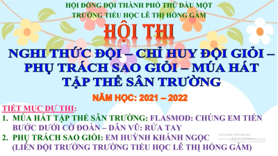 Liên đội Trường tiểu học Lê Thị Hồng Gấm tham gia hội thi Nghi thức đội giỏi