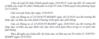 Phê duyệt danh mục sách giáo khoa lớp 3, lớp 7, lớp 10 sử dụng trong cơ sở giáo dục phổ thông từ năm học 2022 - 2023 trên địa bàn tỉnh Bình Dương